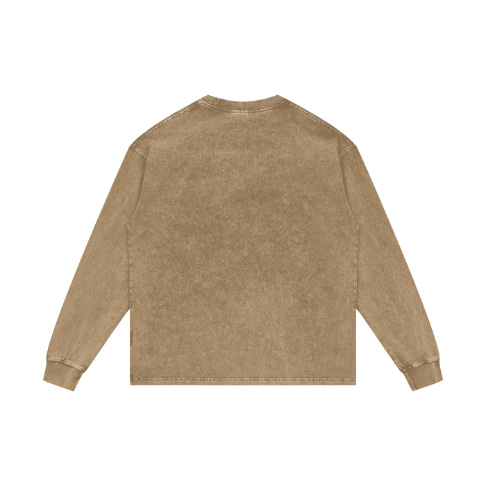 Jū Juli Acid Wash Oversize Langarm-T-Shirt – 250 g/m²