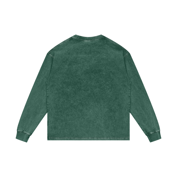 Jū Juli Acid Wash Oversize Langarm-T-Shirt – 250 g/m²