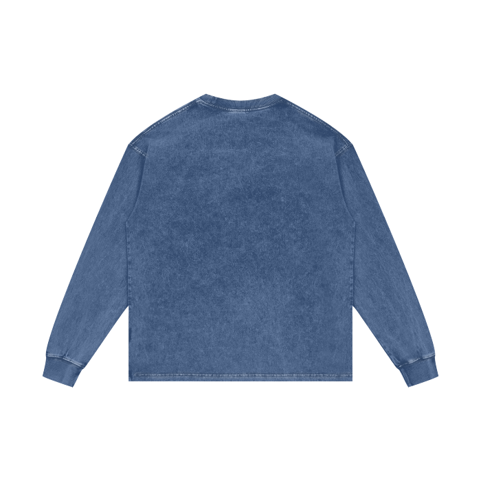 Jū Juli Acid Wash Oversize Langarm-T-Shirt – 250 g/m²
