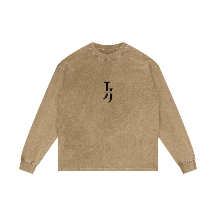 Jū Juli Acid Wash Oversize Langarm-T-Shirt – 250 g/m²