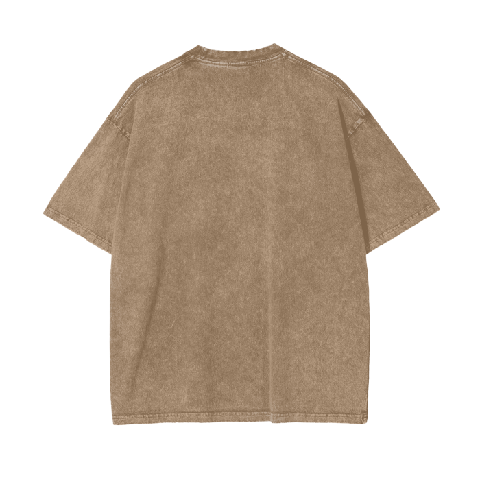 Jū Juli Klassisches Acid-Wash-T-Shirt