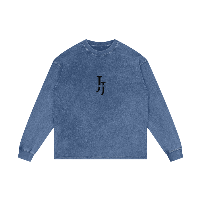 Jū Juli Acid Wash Oversize Langarm-T-Shirt – 250 g/m²