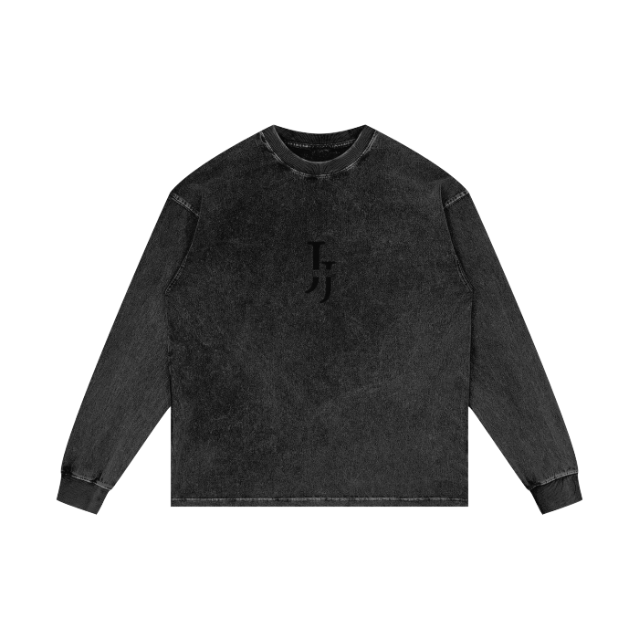 Jū Juli Acid Wash Oversize Langarm-T-Shirt – 250 g/m²