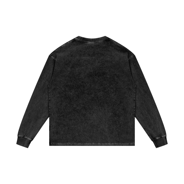 Jū Juli Acid Wash Oversize Langarm-T-Shirt – 250 g/m²