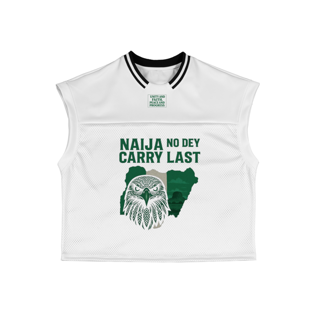 Jū Juli- Nigeria “Naija No Dey Carry Last” Loose sleeveless Mesh shirt