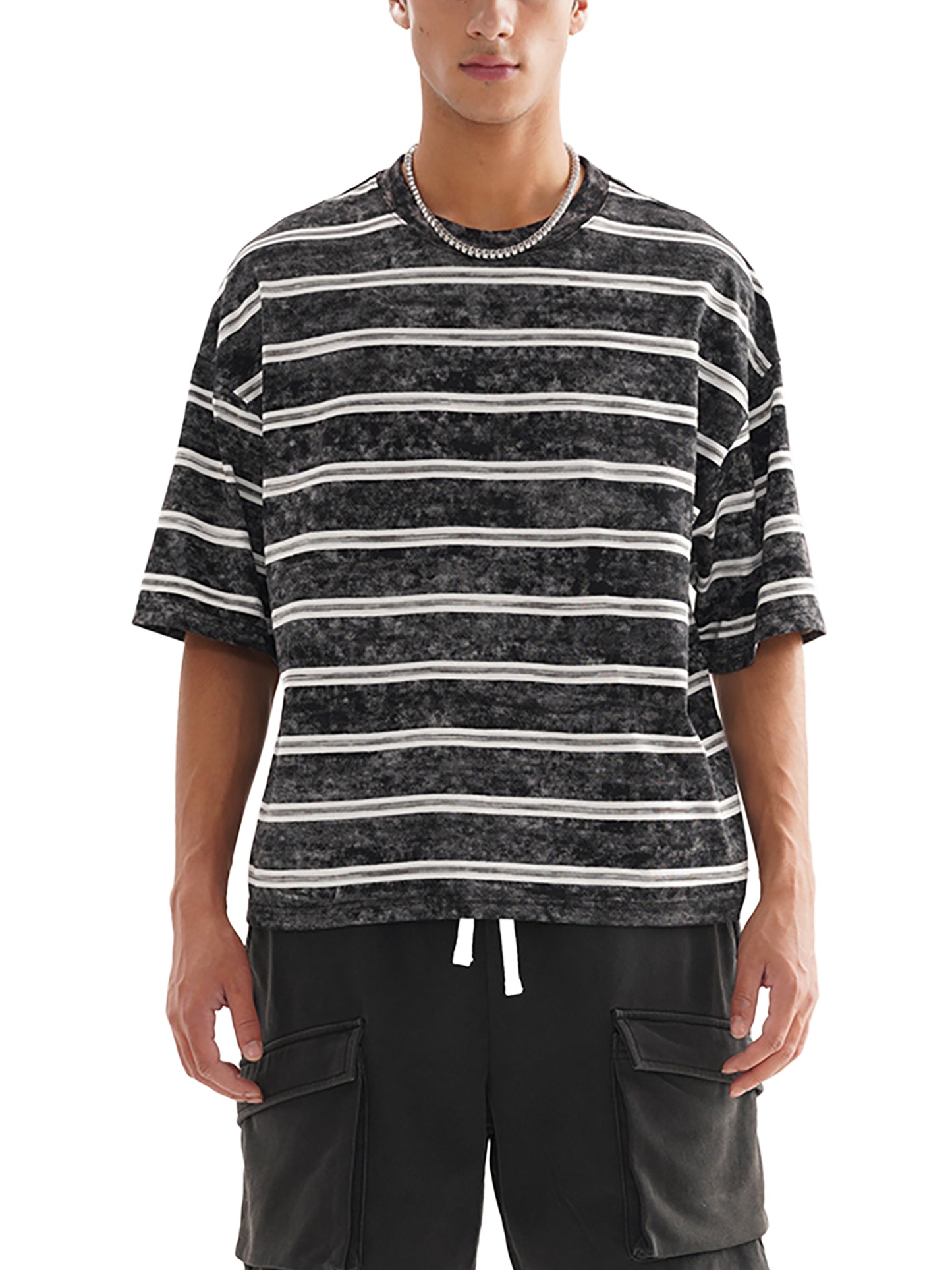 Ju Juli- Snow Washed Stripe Boxy T-shirt