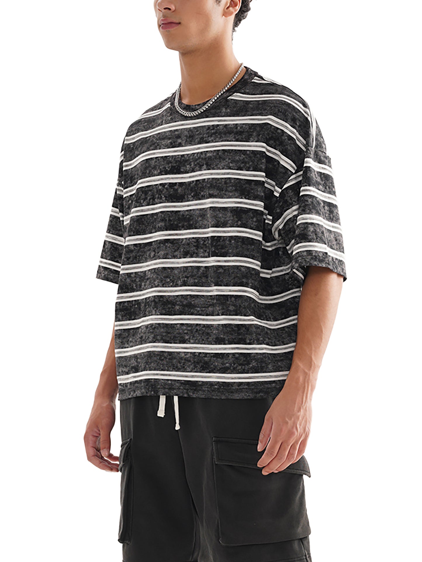 Ju Juli- Snow Washed Stripe Boxy T-shirt