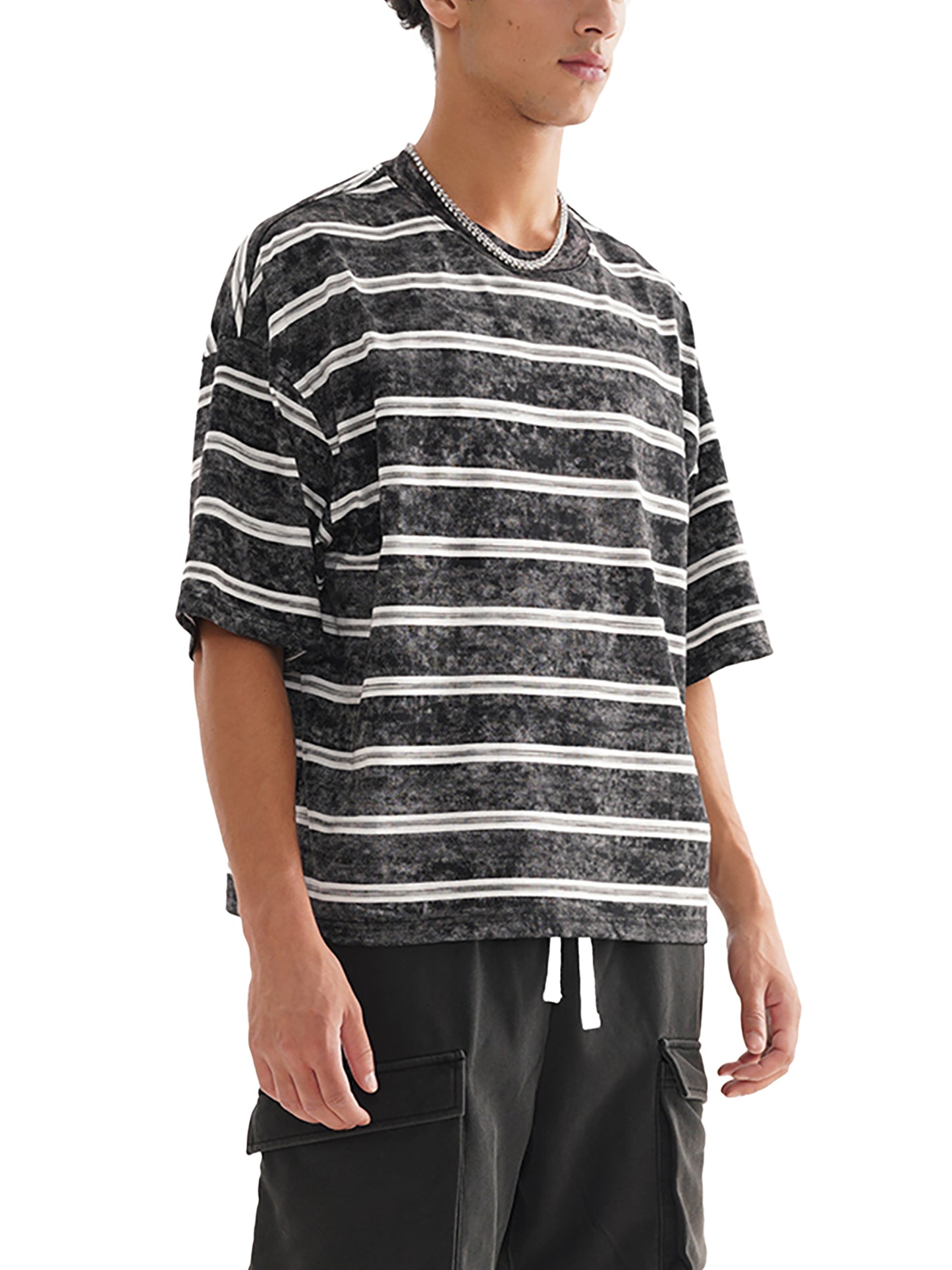 Ju Juli- Snow Washed Stripe Boxy T-shirt