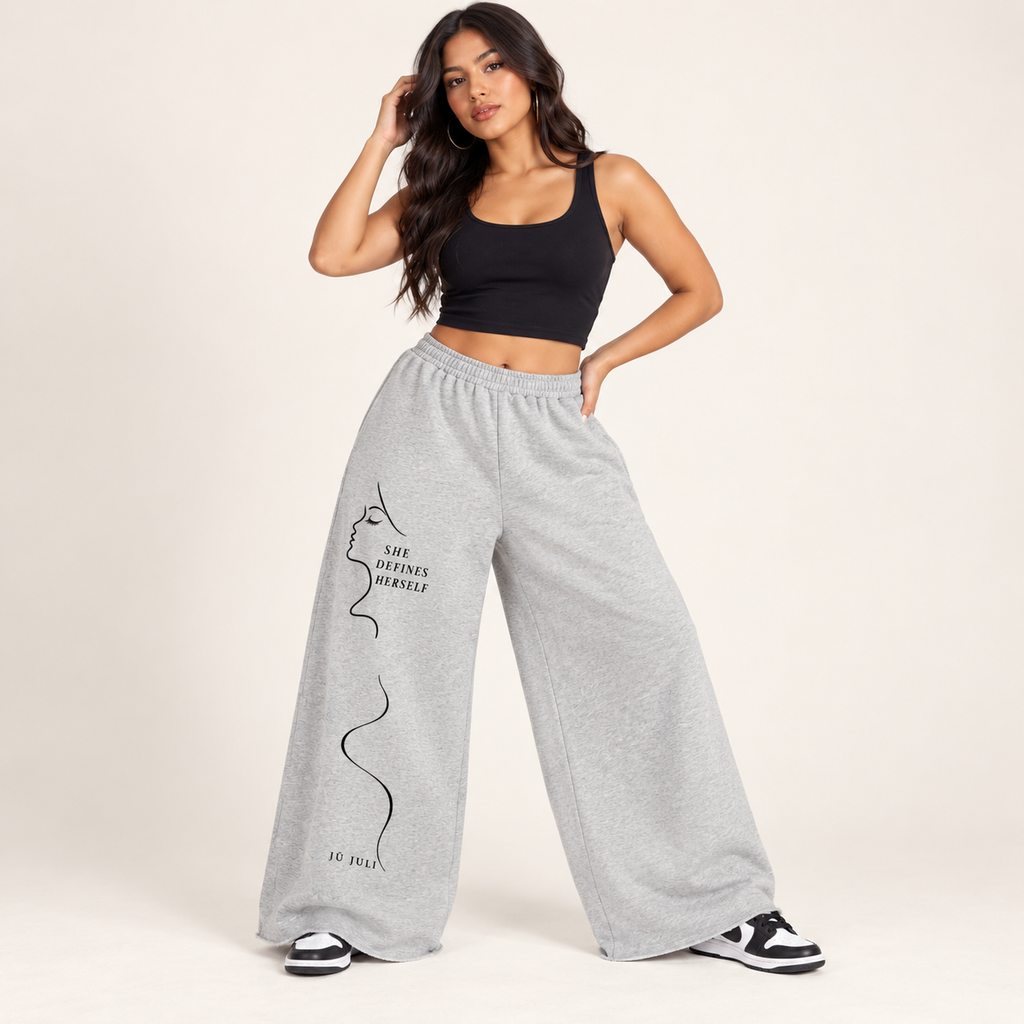 She Defines Herself Wide-Leg Sweatpants