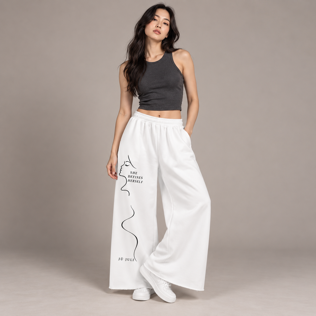 She Defines Herself Wide-Leg Sweatpants