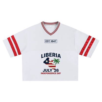 Ju Juli- Liberia Independence Day  Taped Mesh Boxy T-shirt