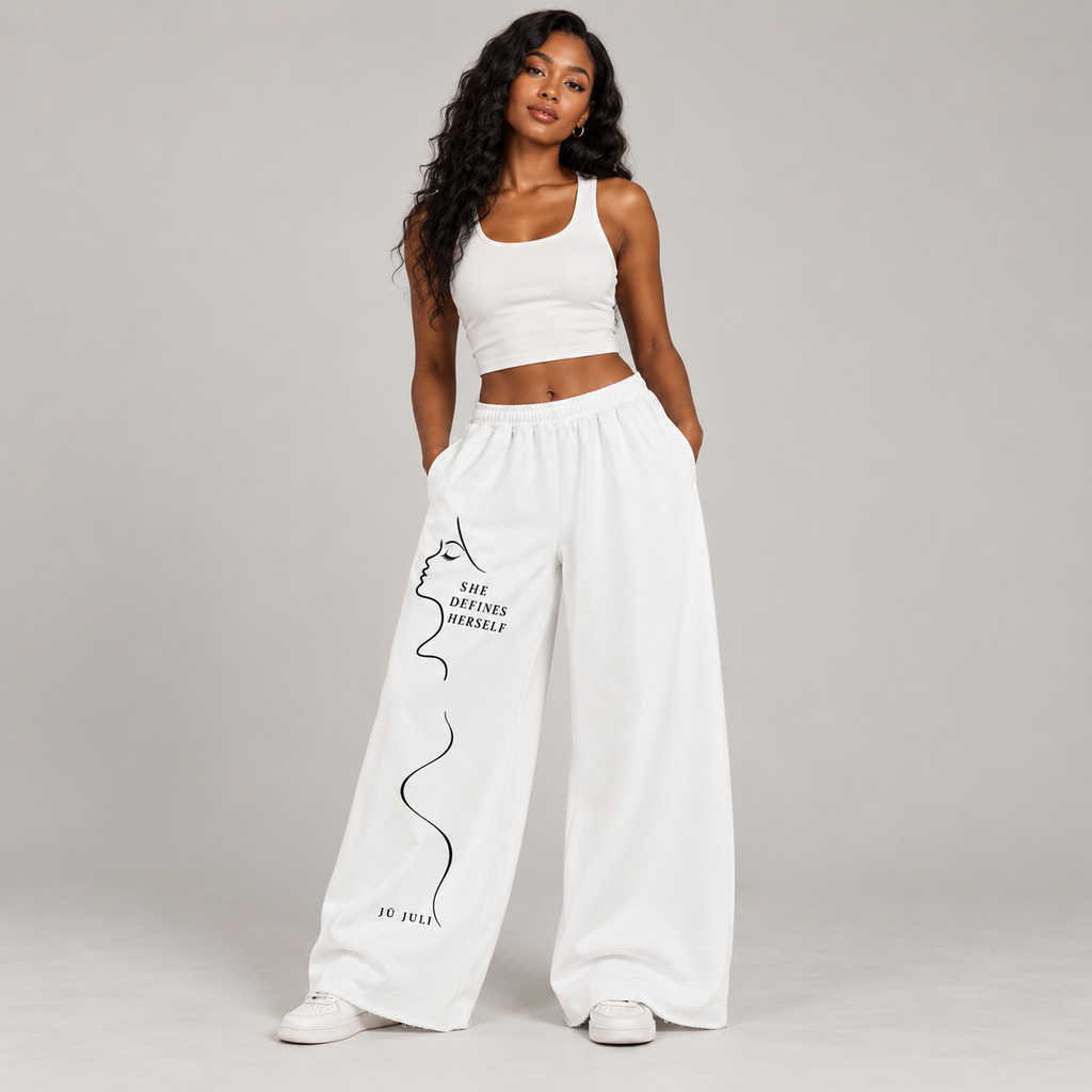 She Defines Herself Wide-Leg Sweatpants