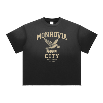 Jū Juli “ Monrovia City “ Sun Fade Raw Edge T-Shirt