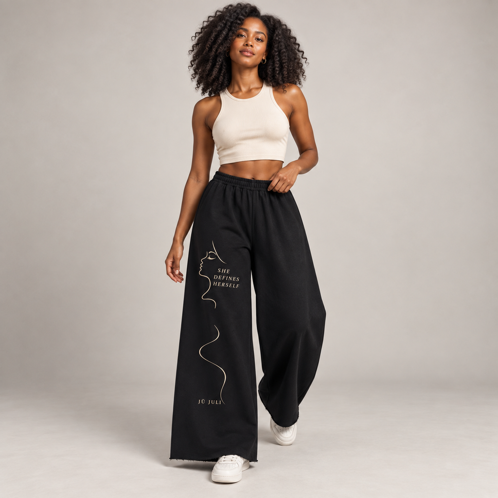 She Defines Herself Wide-Leg Sweatpants