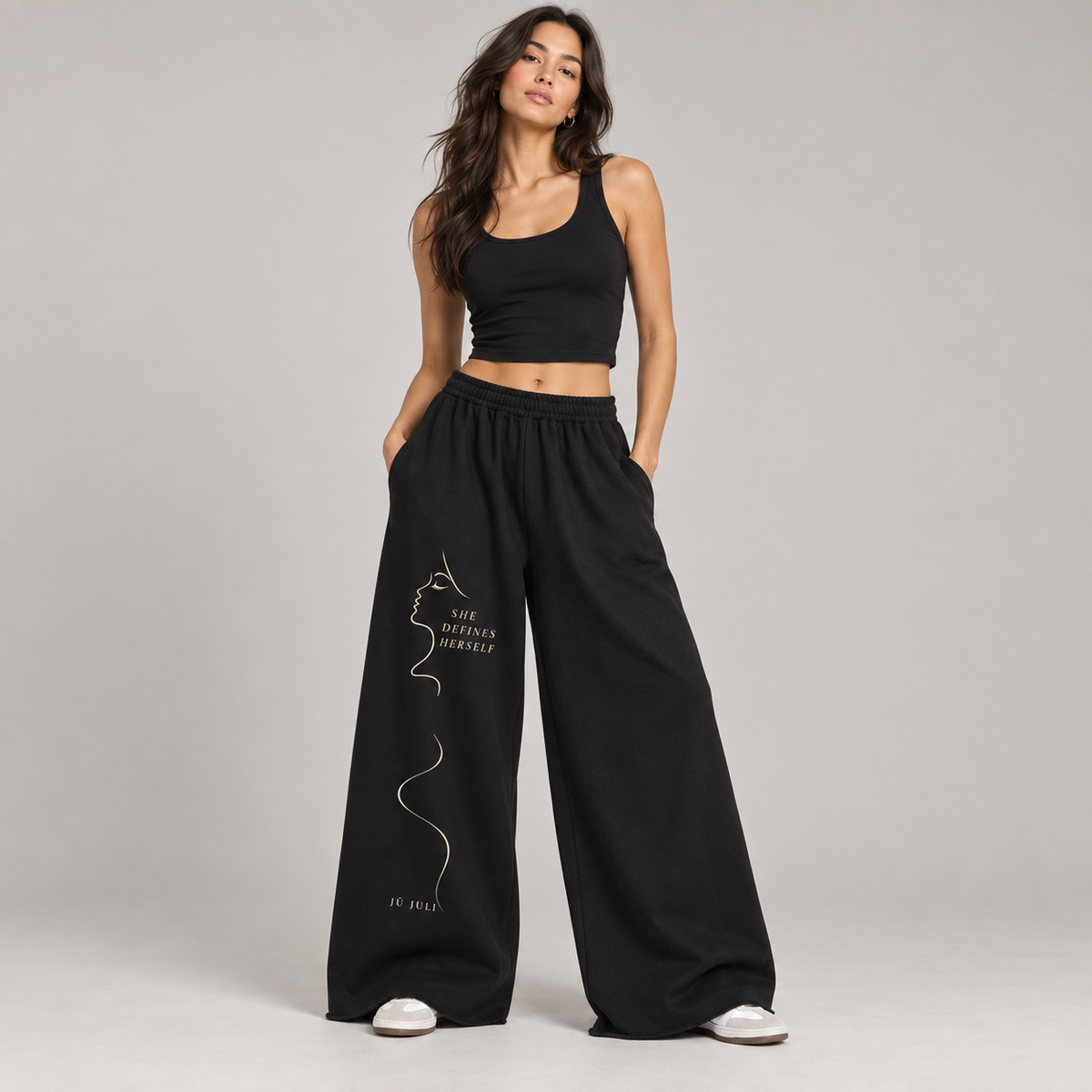 She Defines Herself Wide-Leg Sweatpants