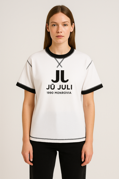 Ju Juli- 1990 Monrovia Contrast-Stitch Tee