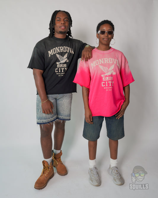 Jū Juli “ Monrovia City “ Sun Fade Raw Edge T-Shirt