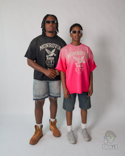 Jū Juli “ Monrovia City “ Sun Fade Raw Edge T-Shirt